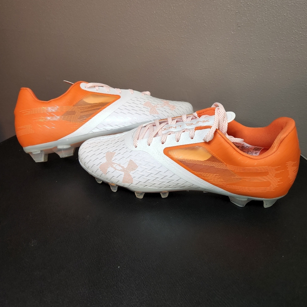 Under Armour Blur Football Cleats sz 13 New White/Orange Mens